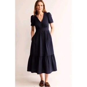 Boden | Dresses | Boden Ava Jersey Floral Spot Dotted Midi Short Sleeve  Dress | Poshmark